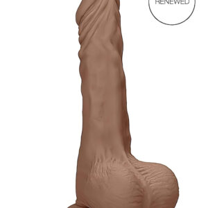 RealRock Dong 10 - realistický dildo s varlaty (25cm) - tmavě přírodní