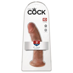 King Cock 9 - přísavkový realistický dildo (23 cm) - tmavá přirozená barva
