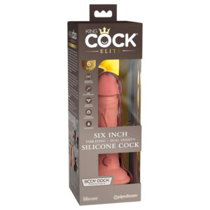 King Cock Elite 6 - realistický vibrátor 15cm (tmavě přírodní)