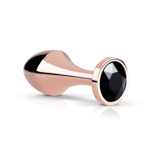 Rosy Gold Butt Plug - anální šperk s černým kamenem (rosegold)