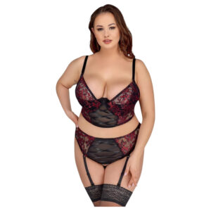 Cottelli Plus Size - červený podprsenkový set - 90C/XL