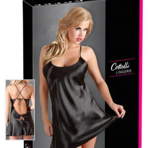 Cottelli - Saténová noční košilka (černá) - XXL