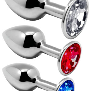 Alive - anální plug set - kovový - stříbrný