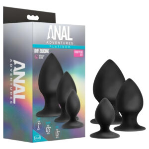 Anal Adventures Platinum Stout - anální kolíky sada - 3 ks - černá