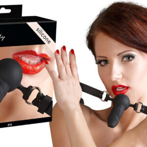 Bad Kitty - silikonový roubík s malým dildem - černý