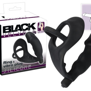 Black Velvets - anální vibrátor s erekčním kroužkem - černý