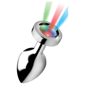 Booty Sparks - anální kolík svítící - střední velikost - stříbrný