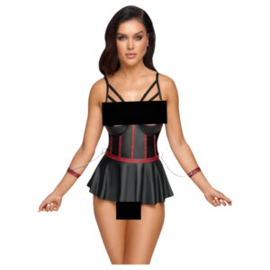 Cottelli Bondage - lesklá sada s pouty na ruce - černá - 80B/M