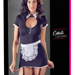 Cottelli - kostým pokojské s podvazkovým pásem - černobílý - M