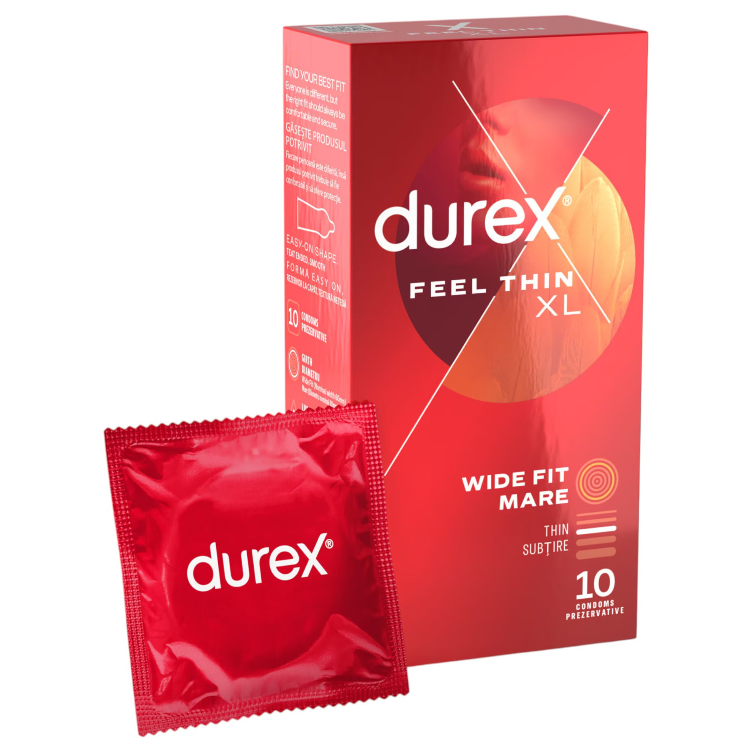 Durex Feel Thin XL - extra tenké kondomy - realistický pocit - 10 ks