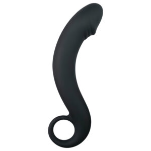 EasyToys - anální dildo zahnuté - silikon - černé