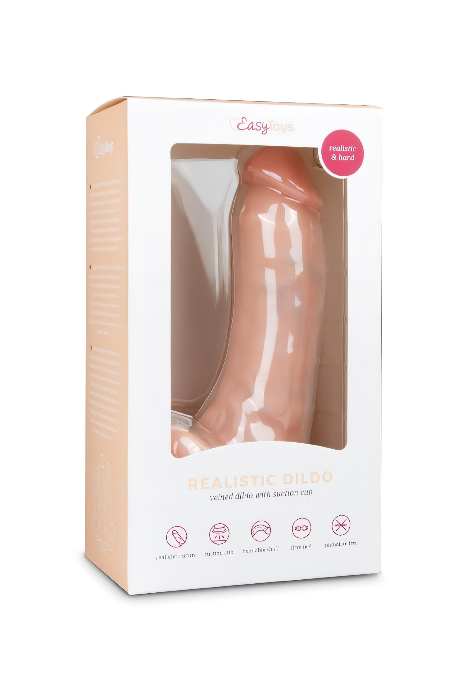Easytoys - realistické dildo s přísavkou a varlaty - 20 cm - tělová