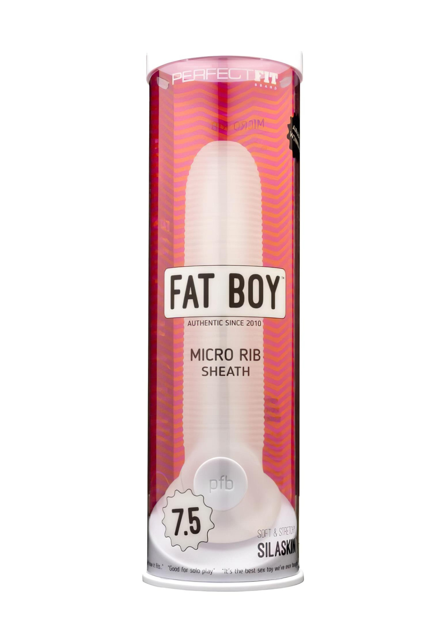 Fat Boy - návlek na penis - mikro drážky - 19 cm - bílý