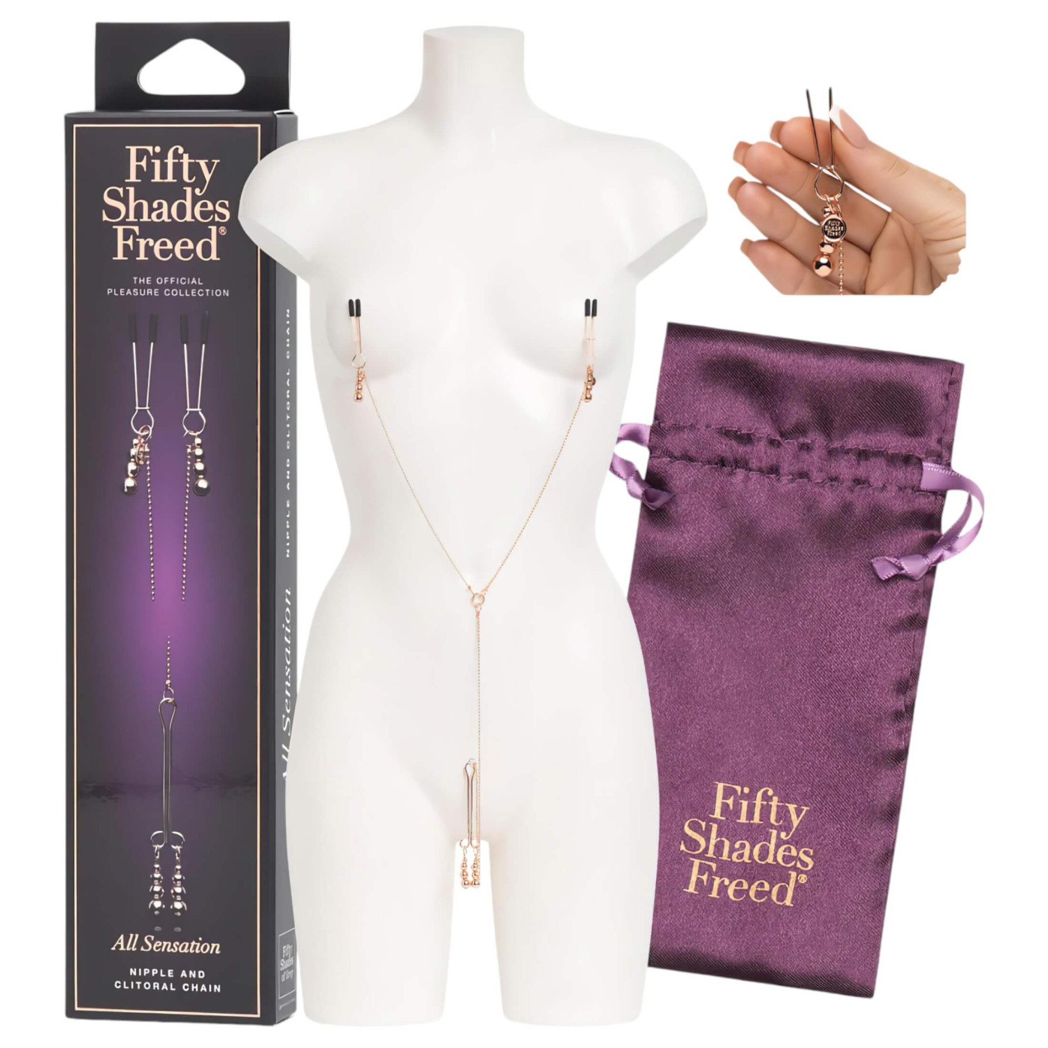 Fifty Shades Freed - Svorky na bradavky a klitoris - nastavitelná stimulace