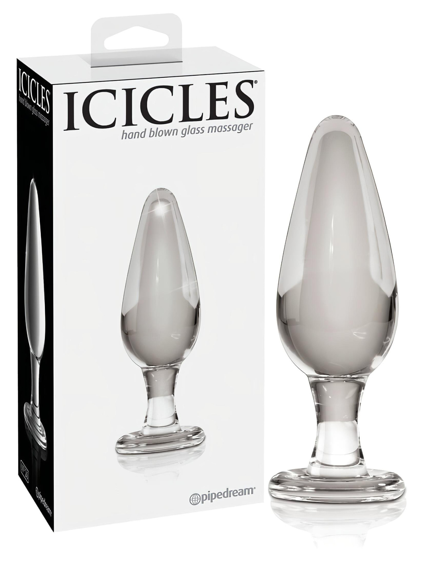 Icicles No. 26 - anální kolík - kuželový tvar - sklo průhledné