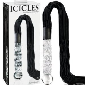 Icicles No. 38 - bič z kůže a skleněné dildo - průhledné/černé