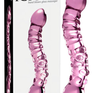 Icicles No. 55 - skleněné dildo pro G-bod - dvoustranné - růžové