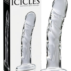 Icicles No. 62 - skleněné dildo s penisem - průhledné