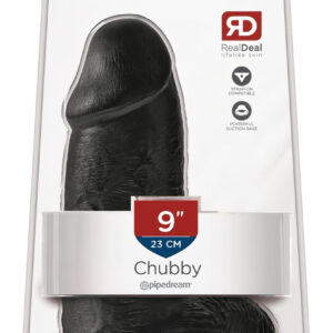 King Cock 9 Chubby - dildo s přísavkou a varlaty - černý 23 cm