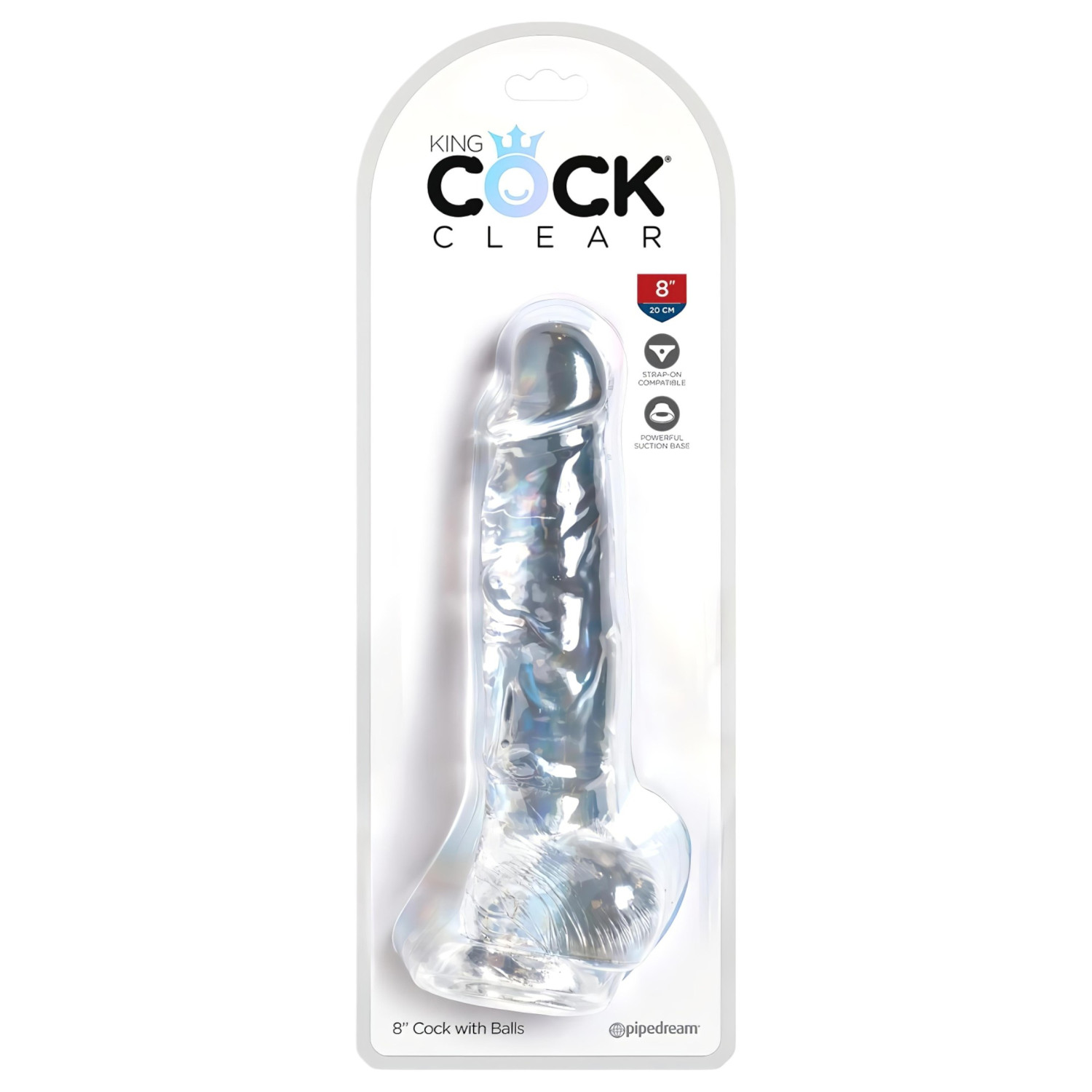 King Cock Clear - dildo s přísavkou a varlaty - 20 cm
