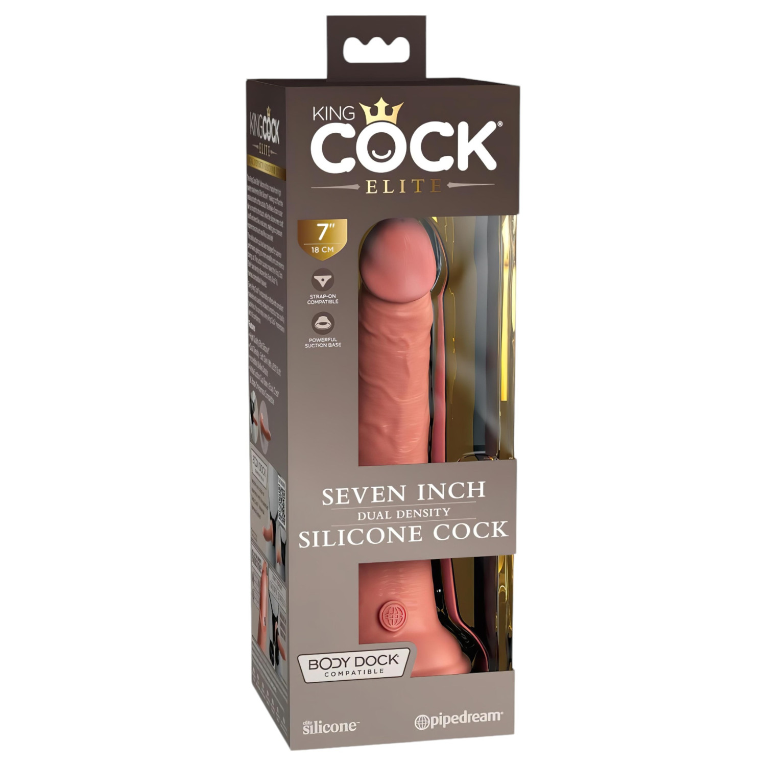 King Cock Elite - realistické dildo s přísavkou - 18 cm - tělová barva