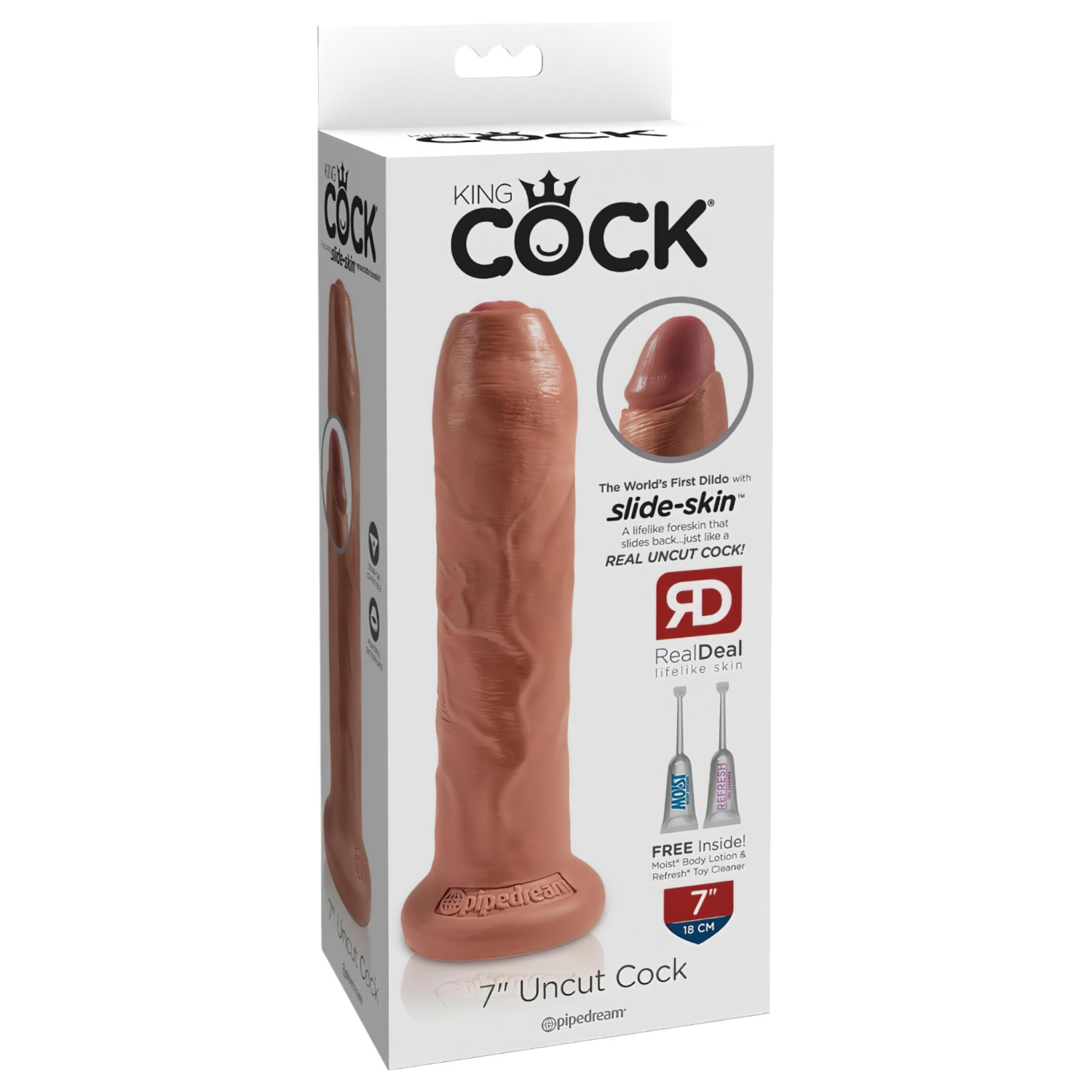 King Cock - realistický dildo - 18 cm - tmavá tělová