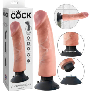 King Cock - vibrátor s přísavkou 23 cm - realistický penis tělová barva