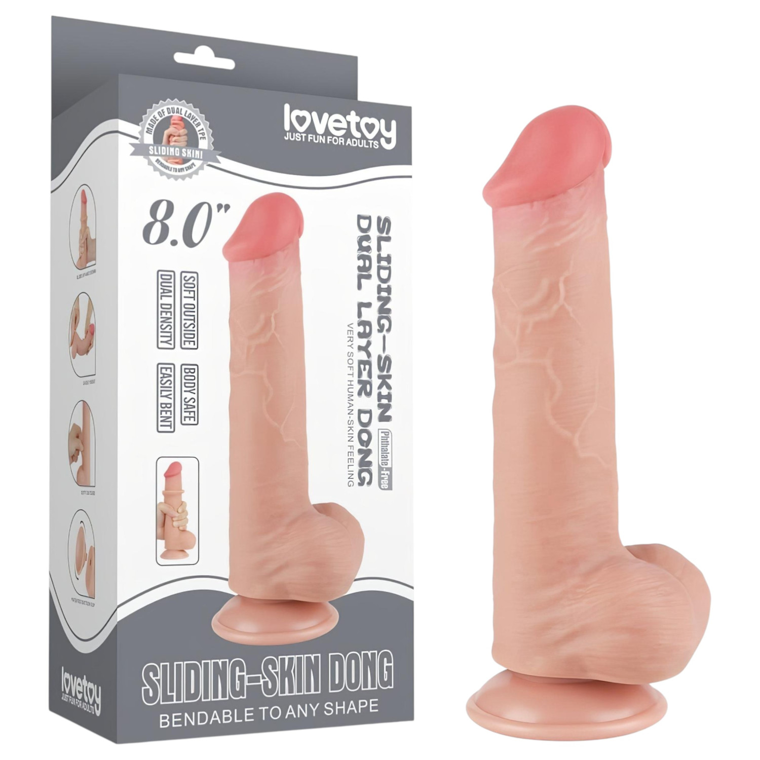 Lovetoy - realistický dvojvrstvý dildo s varlaty - 20