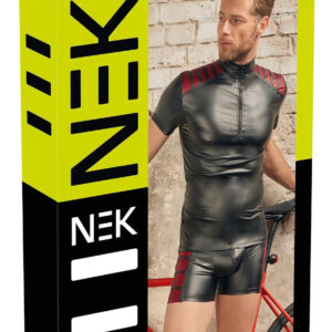 NEK - pánská bunda na zip s červenými vložkami - černá - L