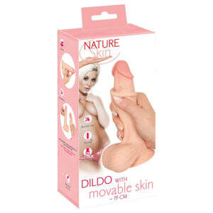 Nature Skin - realistické dildo s kůží - 19 cm - tělová barva