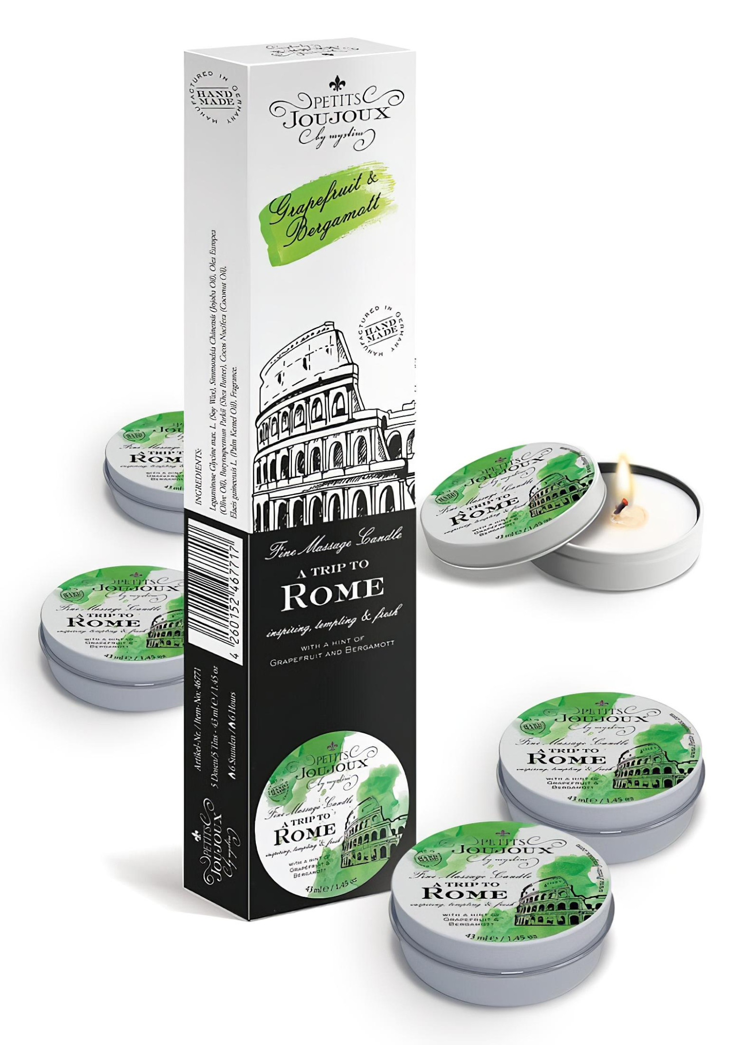 Petits Joujoux - masážní svíčka - grapefruit bergamot - sada 5x43 ml