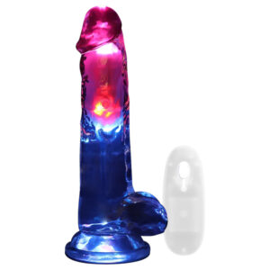 REALROCK - vibrační dildo s varlaty - svítící - 20 cm