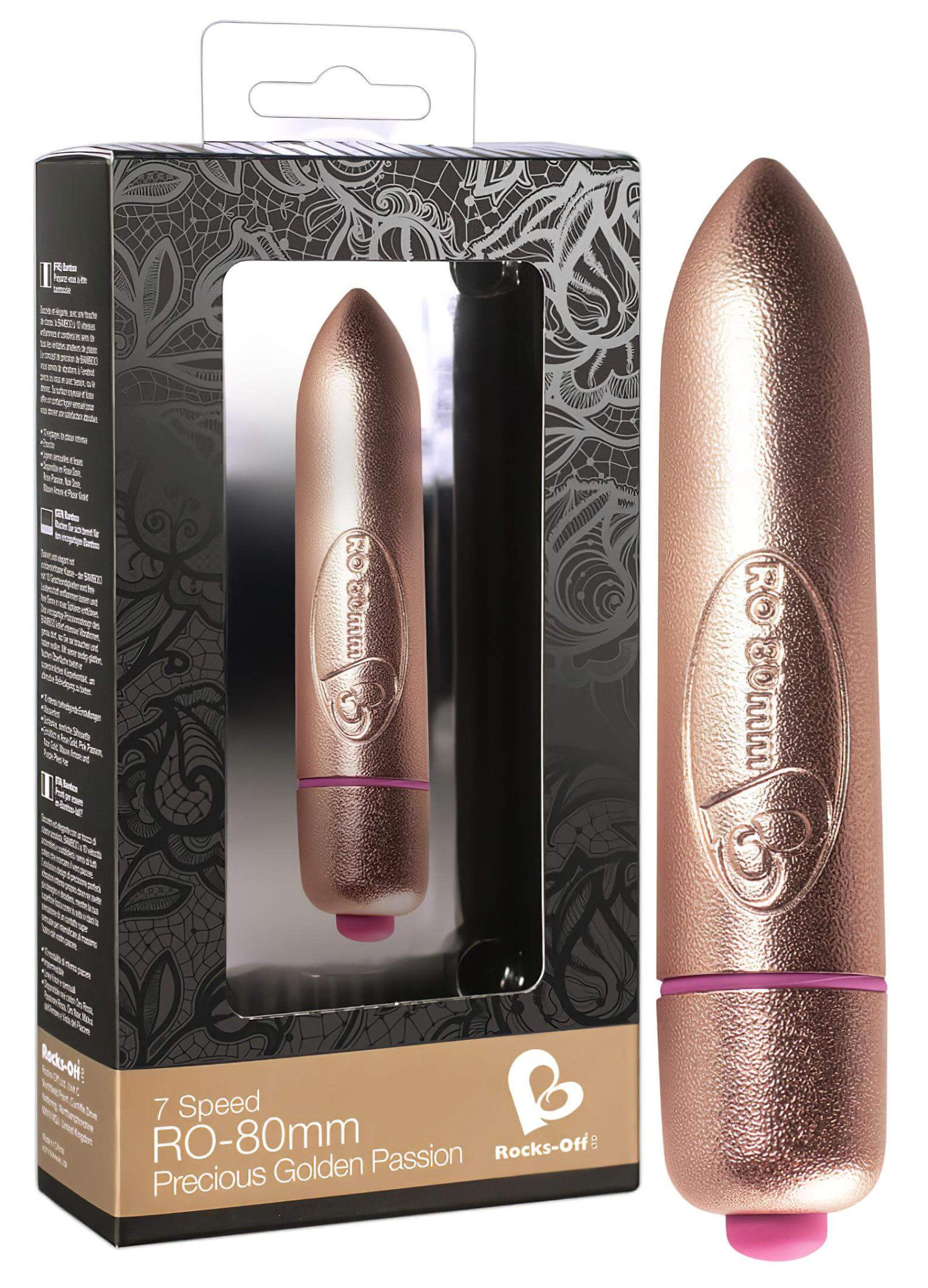 RO-80mm - mini vibrátor ve tvaru rtěnky - 7 režimů - zlatý