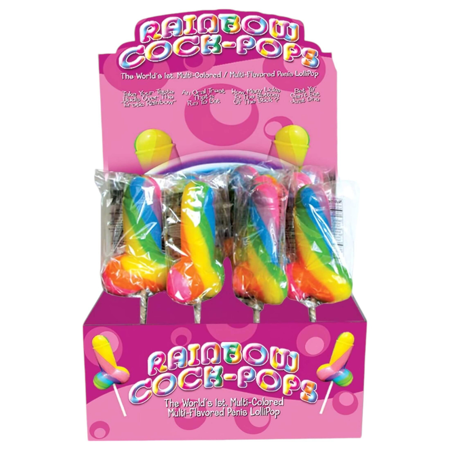 Rainbow Cock Pop - lízátko ve tvaru penisu - ovocná příchuť - 85g