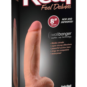 Real Feel Deluxe No.5 - realistický vibrátor s varlaty - tělová barva