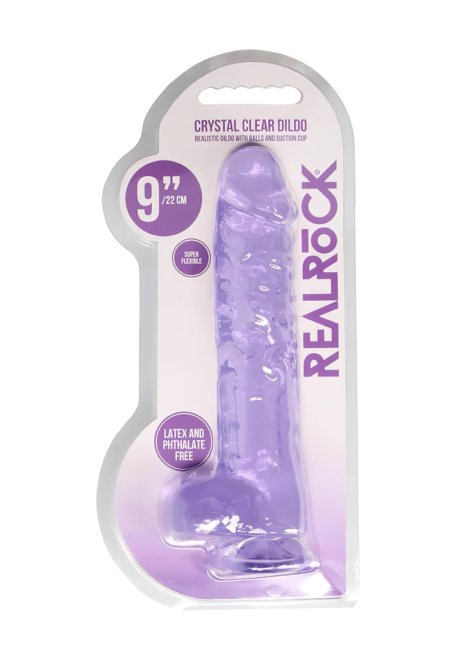 RealRock - realistické dildo - průhledné - fialové - 22 cm