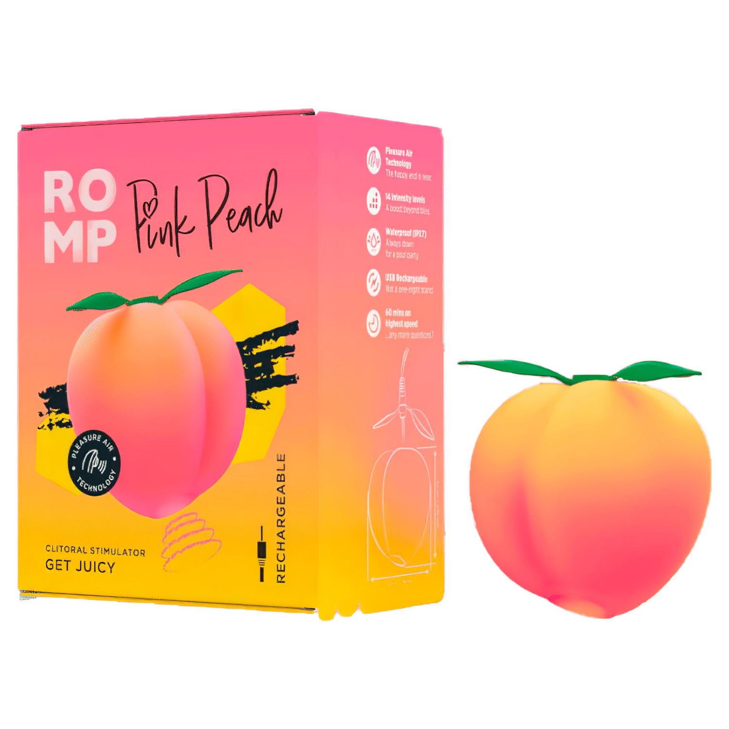 Romp Pink Peach - vibrátor s tlakovými vlnami - růžový