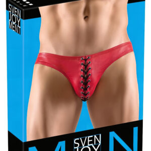 Svenjoyment - pánské slipy s černým šněrováním - červené - M