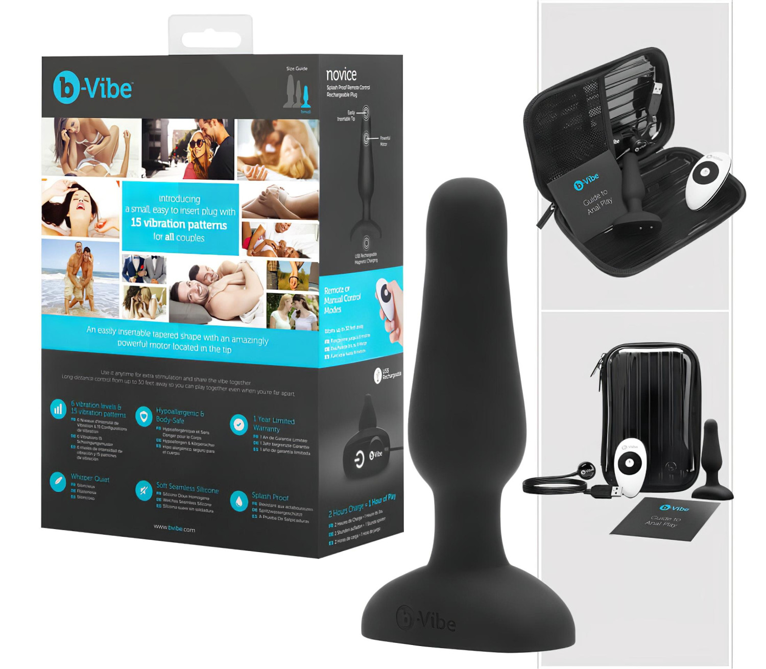 b-Vibe Novice - anální vibrátor pro začátečníky - černý