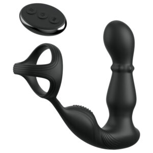 Anal Fantasy Ass-Gasm - rotační anální vibrátor s hlavicí a s kroužkem na penis (černý)
