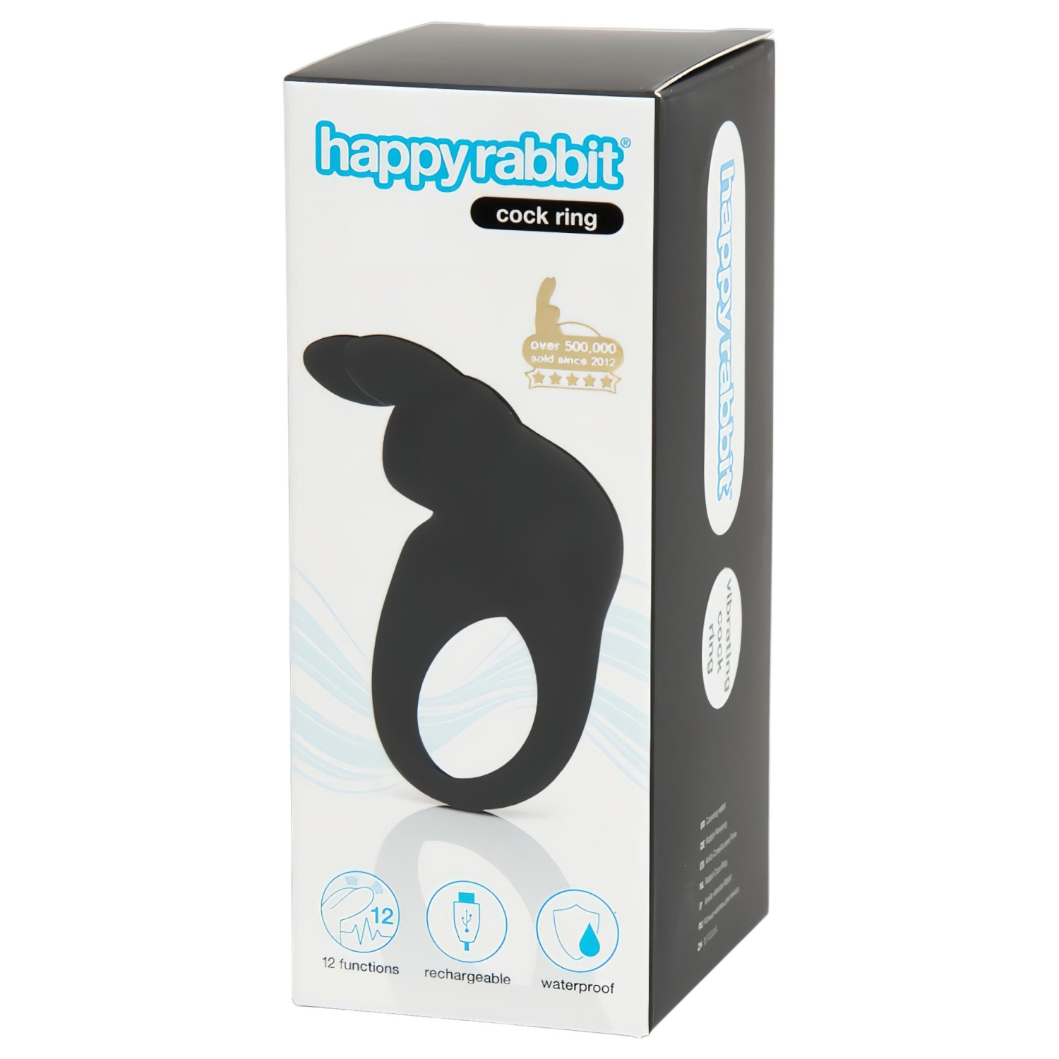 Happyrabbit - vibrační erekční kroužek - dobíjecí - černý