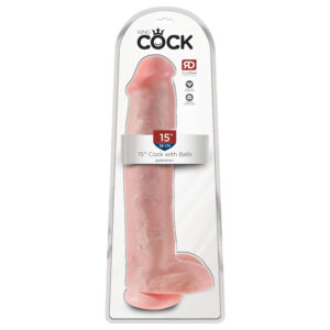 King Cock 15 - realistický dildo s varlaty a přísavkou - 38 cm - tělová