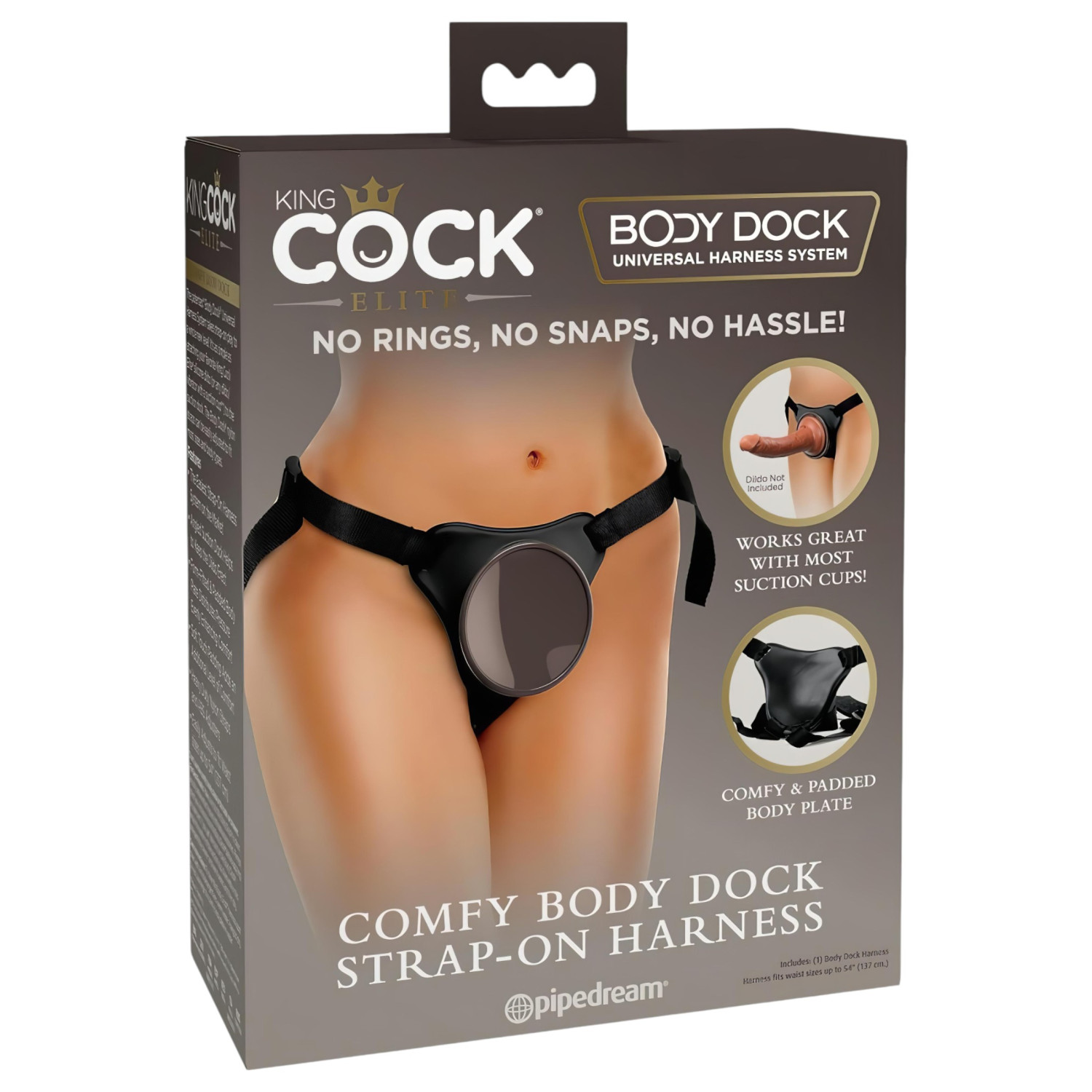 King Cock Elite - připínací postroj - komfortní sada - hnědá