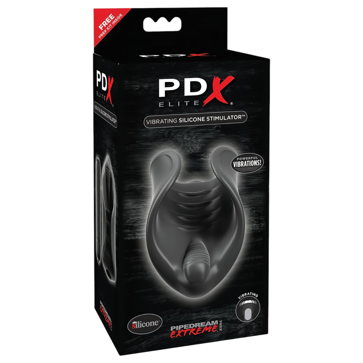 PDX Elite - vibrátor na penis - silikonový - černý