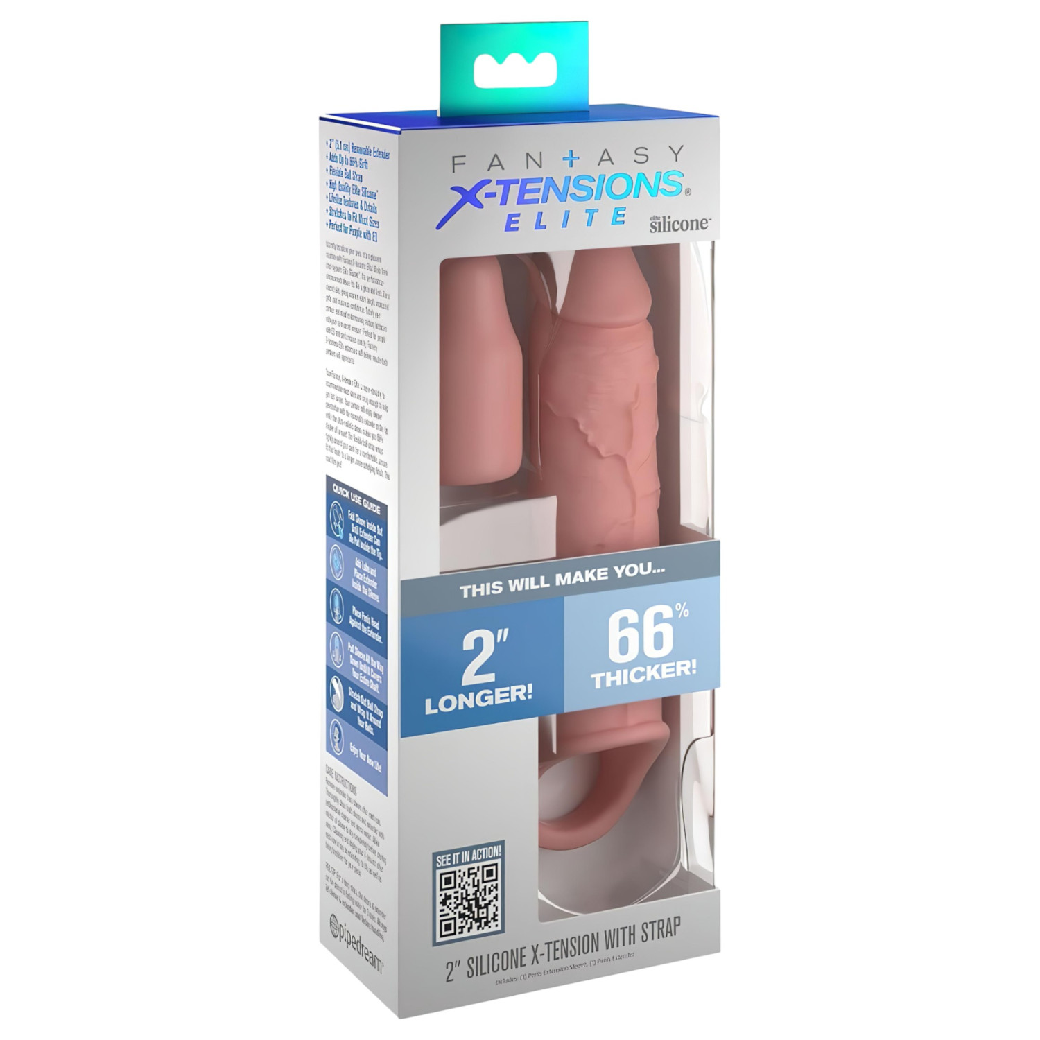 Pipedream - X-TENSION Elite 2 - návlek na penis s návlekem na varlata (přírodní/barva těla)