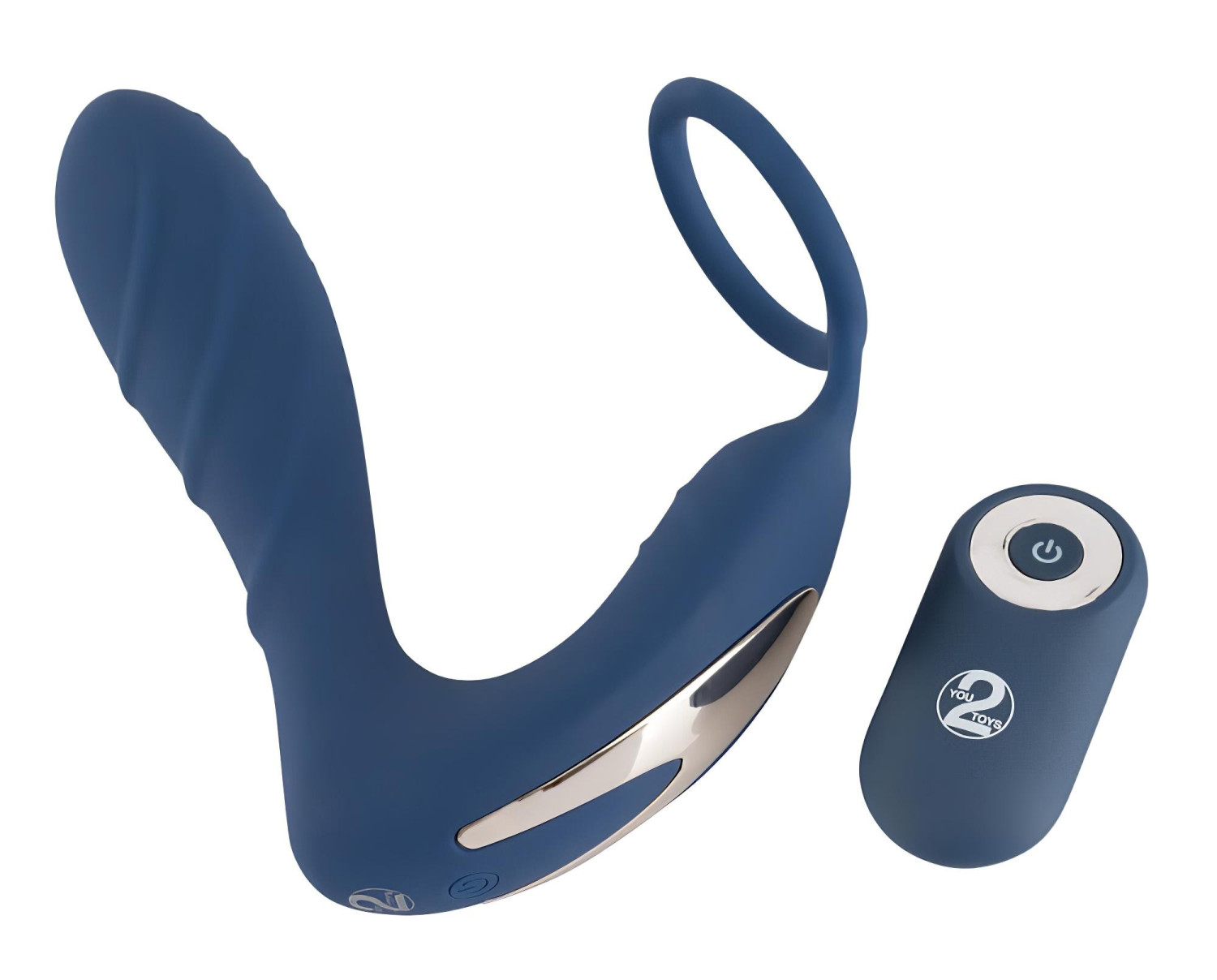 You2Toys - anální vibrátor s erekčním kroužkem na penis - modrý