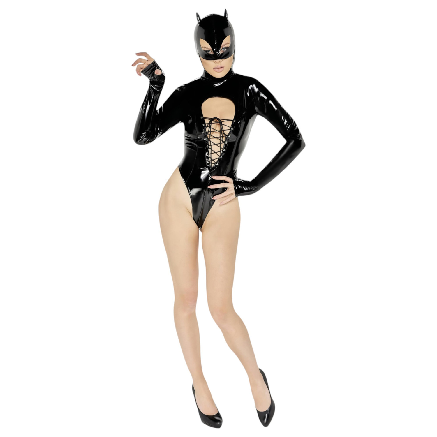 Black Velvets - dámské body s dlouhým rukávem - černé - L