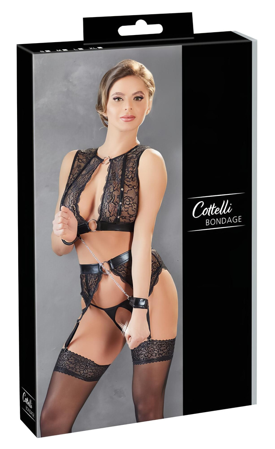 Cottelli Bondage - krajková sada spodního prádla - 4dílná - M