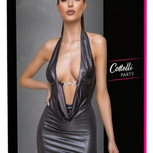 Cottelli Party - šaty s ramínky kolem krku (stříbrné) - XL