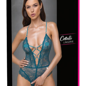 Cottelli - krajkové šněrovací otevřené body (zelené) - M